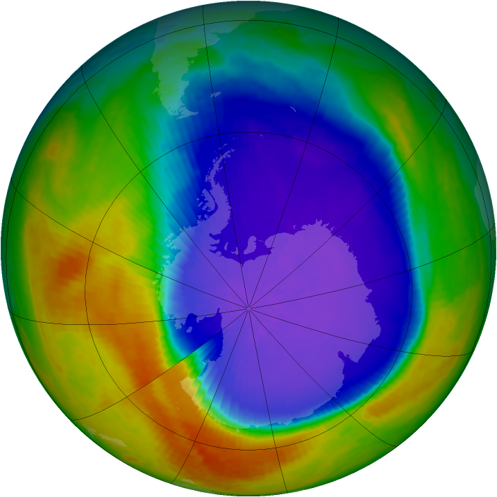 Antarctic ozone map for 08 October 2003